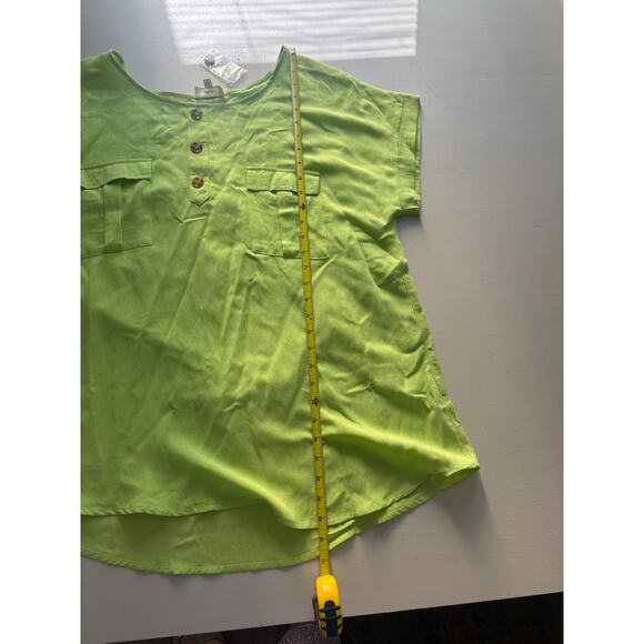 Perch by Blu Pepper Women’s Top 2XL Lime Green NWT Button Front Tunic Blou - Picture 5 of 6